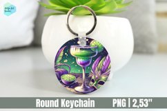 Mardi Gras Drink Keychain, Circle Key Keychain Product Image 1