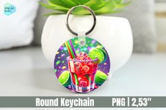 Mardi Gras Drink Keychain, Circle Key Keychain Product Image 1