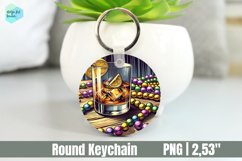 Mardi Gras Drink Keychain, Circle Key Keychain Product Image 1
