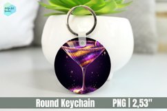 Mardi Gras Drink Keychain, Circle Key Keychain Product Image 1