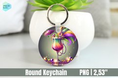 Mardi Gras Drink Keychain, Circle Key Keychain Product Image 1