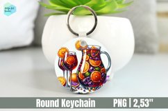 Mardi Gras Drink Keychain, Circle Key Keychain Product Image 1