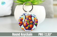 Mardi Gras Drink Keychain, Circle Key Keychain Product Image 1