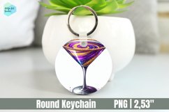 Mardi Gras Drink Keychain, Circle Key Keychain Product Image 1