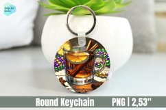 Mardi Gras Drink Keychain, Circle Key Keychain Product Image 1