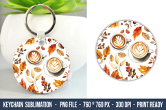 Fall Coffee keychain | Keychain Sublimation Product Image 1