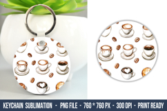 Watercolor Coffee keychain | Keychain Sublimation Product Image 1