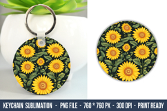 Sunflower Pattern keychain | Keychain Sublimation Product Image 1