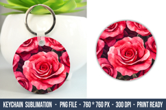 Watercolor Rose keychain | Keychain Sublimation Product Image 1