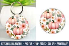 Pink Flower Pumpkin Keychain | Keychain Design Product Image 1
