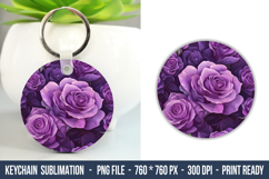 Purple Rose Flower keychain | Keychain Design Product Image 1