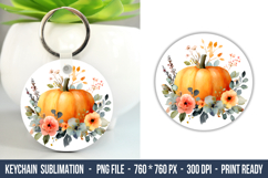 Watercolor Flower Pumpkin Keychain | Keychain Design Product Image 1