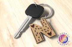 Nordic N Letter Keychain SVG with Engraved Folk Design Product Image 1
