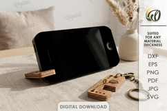 Keychain Phone Stand Laser Cut. Phone Holder Key Ring SVG Product Image 1