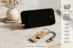 Keychain Phone Stand Laser Cut. Phone Holder Key Ring SVG Product Image 1