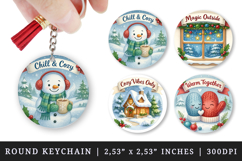 Cozy Christmas round keychain sublimation design Product Image 1