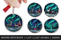 Christmas round keychain pintable sublimation design png Product Image 1
