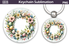 Easter Wreath Eggs Keychain | Easter Key Keychain Product Image 1