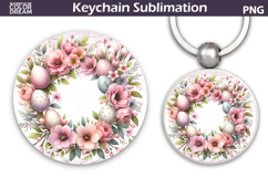 Easter Wreath Eggs Keychain | Easter Key Keychain Product Image 1