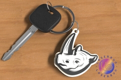 Rhino Head Keychain SVG for Laser Cutting Product Image 1