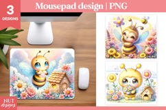 Floral Bee, Summer mousepad designs, Cute Bee sublimation Product Image 1