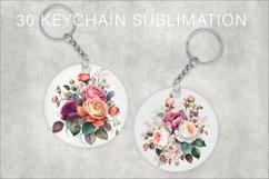 Flowers watercolor keychain, sublimation bundle PNG Product Image 1