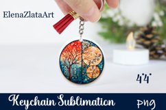 Stained Glass winter forest keychain Sublimation Product Image 1