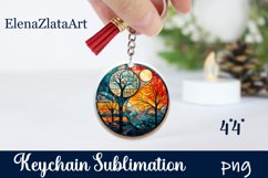 Stained Glass winter forest keychain Sublimation Product Image 1