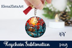 Stained Glass winter forest keychain Sublimation Product Image 1