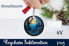 Stained Glass winter forest keychain Sublimation Product Image 1