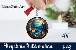 Stained Glass winter forest keychain Sublimation Product Image 1