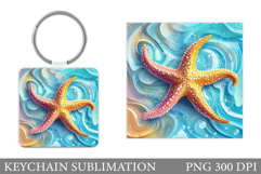 Starfish Keychain Design. Starfish Sublimation Product Image 1