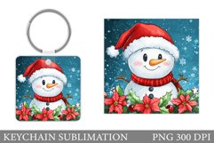 Cute Snowman Keychain Design. Christmas Keychain Sublimation Product Image 1