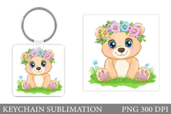 Cute Bear Keychain Design. Cute Bear Sublimation Product Image 1