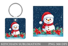 Cute Snowman Keychain Design. Christmas Keychain Sublimation Product Image 1