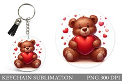 Cute Bear Keychain Design. Valentines Bear Keychain Product Image 1