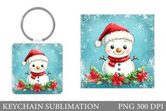 Cute Snowman Keychain Design. Christmas Keychain Sublimation Product Image 1