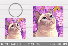 Cute Cat Keychain Design. Cute Cat Sublimation Product Image 1