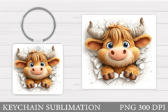 Cute Cow Keychain Design. Cute Cow Sublimation Product Image 1