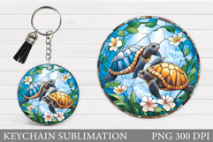 Cute Turtle Keychain. Turtle Flowers Keychain Design Product Image 1