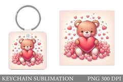 Valentines Bear Keychain. Cute Bear Keychain Design Product Image 1