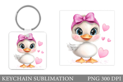 Cute Duck Keychain Design. Funny Duck Sublimation Product Image 1