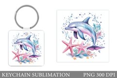 Cute Dolphin Keychain Design. Cute Dolphin Sublimation Product Image 1