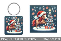 Christmas Horse Keychain. Christmas Keychain Sublimation Product Image 1