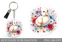 Cute Duck Keychain Design. Spring Keychain Sublimation Product Image 1