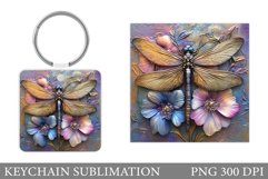 Dragonfly Keychain Design. 3D Dragonfly Keychain Sublimation Product Image 1