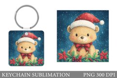 Cute Bear Keychain Design. Christmas Keychain Sublimation Product Image 1