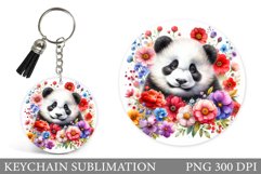 Panda Flowers Keychain. Cute Panda Keychain Design Product Image 1