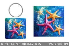 Starfish Keychain Design. Sea Keychain Sublimation Product Image 1