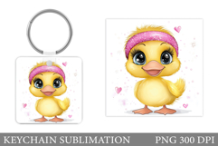 Cute Duck Keychain Design. Funny Duck Sublimation Product Image 1
